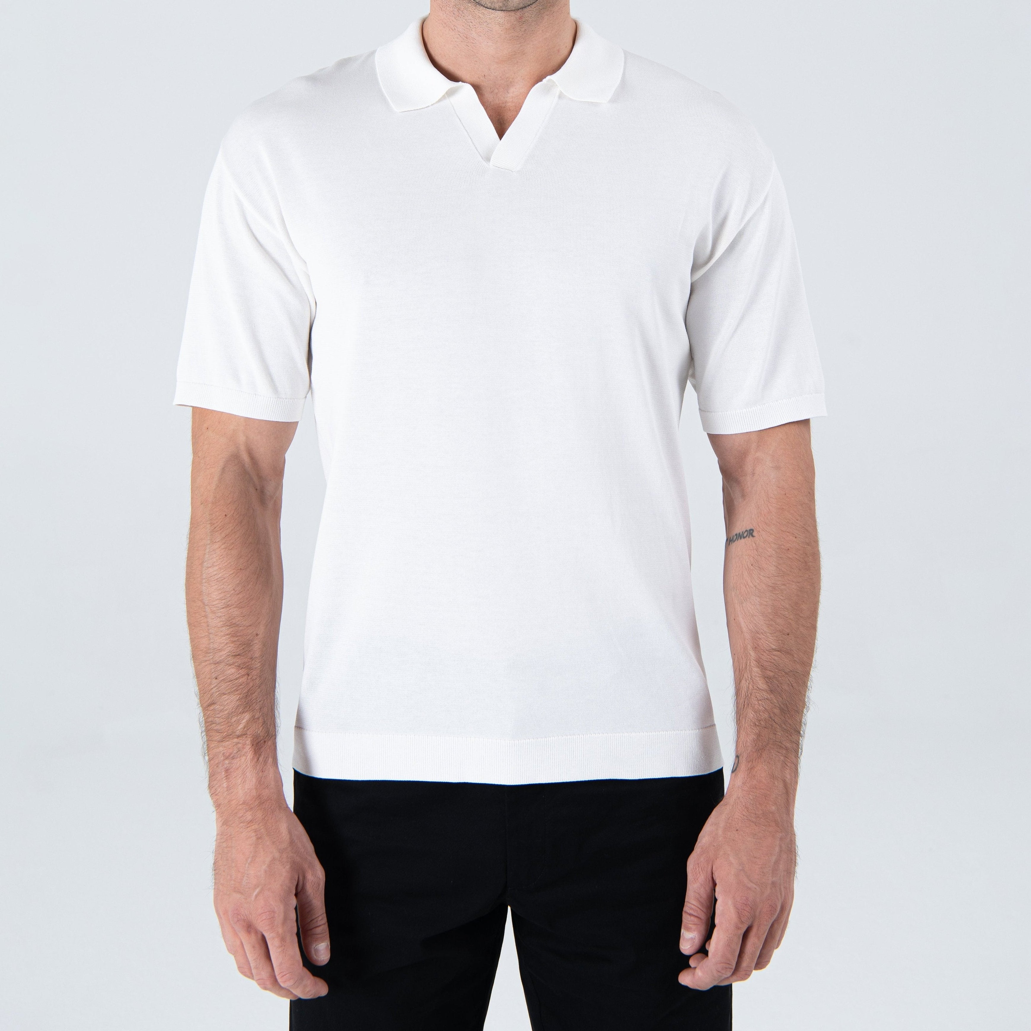 Buttonless Polo in White