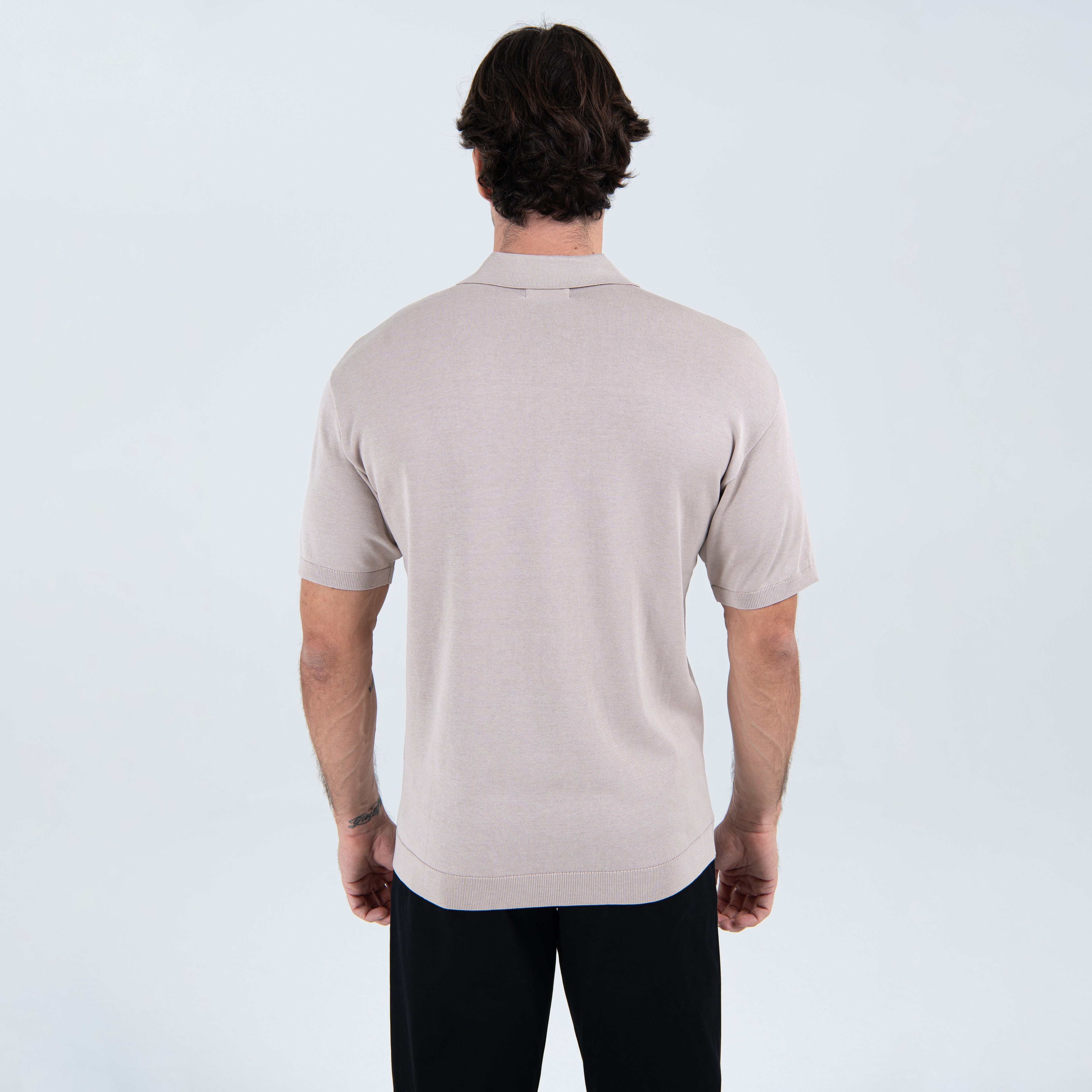 Buttonless Polo in Taupe
