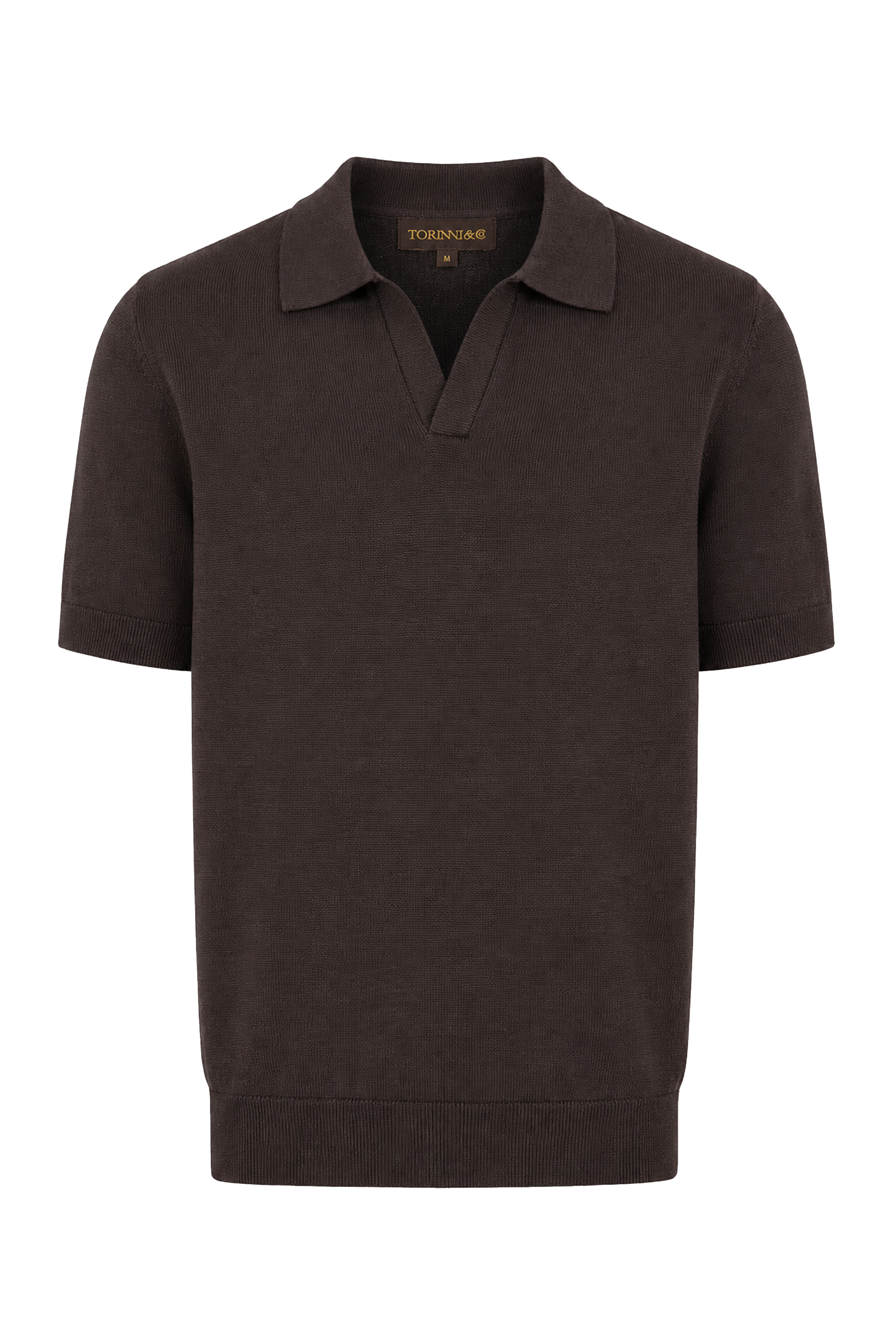 Buttonless Polo in Brown