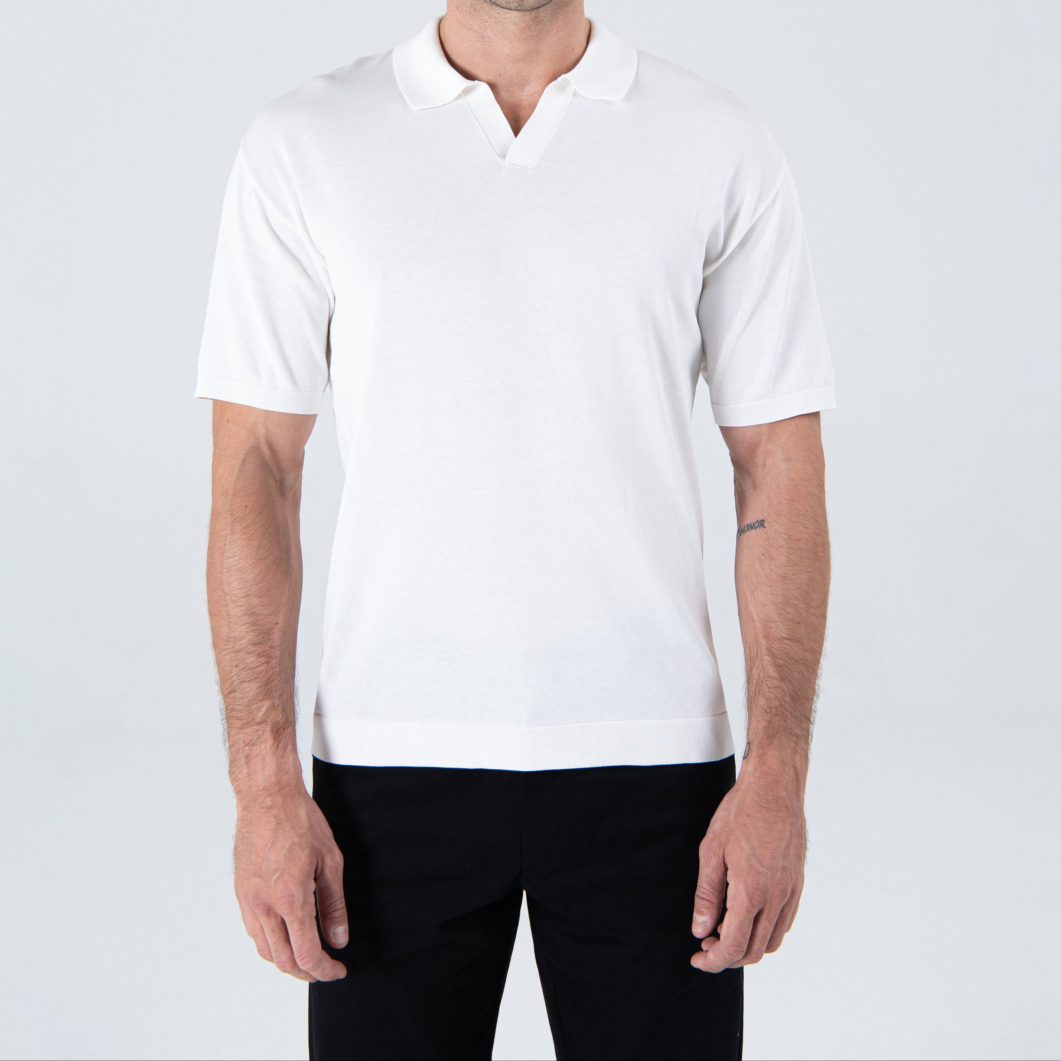 Buttonless Polo in White