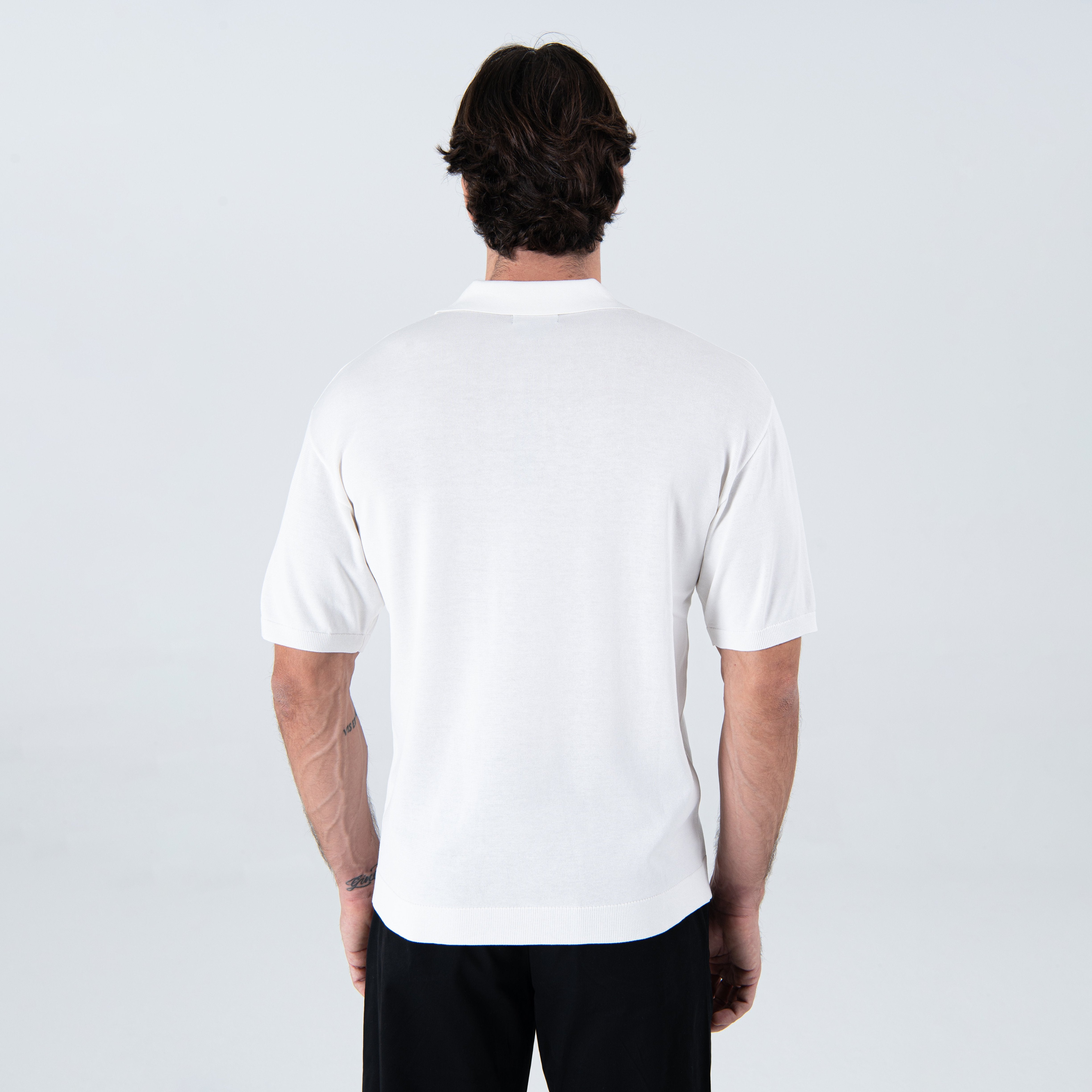 Buttonless Polo in White