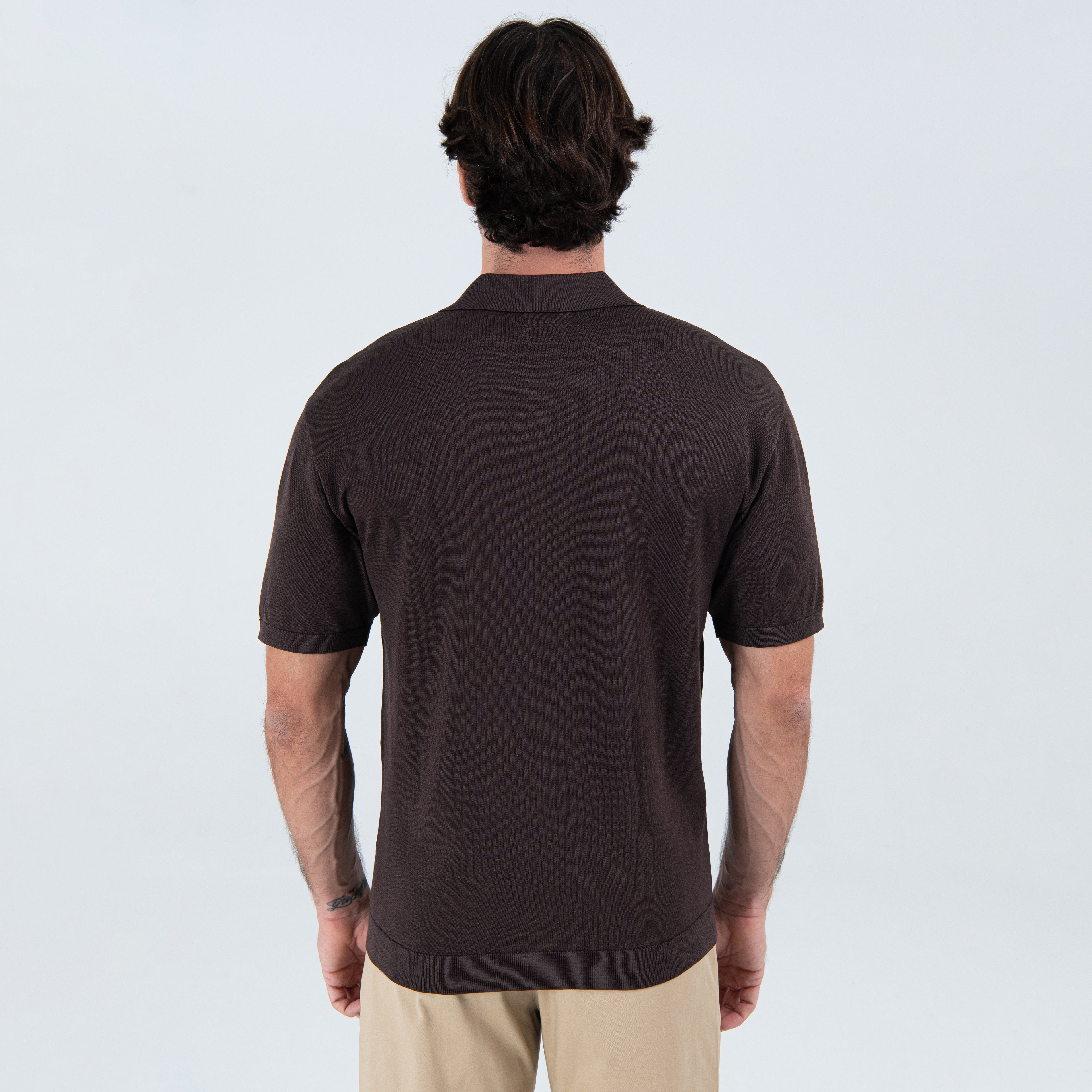 Buttonless Polo in Brown